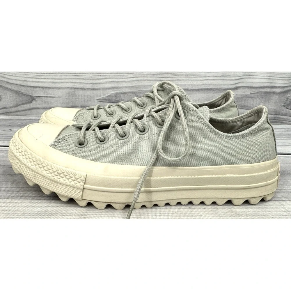 CONVERSE CHUCK TAYLOR ALL STAR LIFT RIPPLE OX SNEAKERS  Women's  8  GREY NATURAL